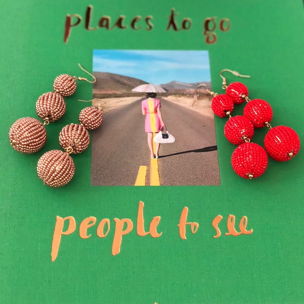 Red & Bronze Beaded statement earrings bundle